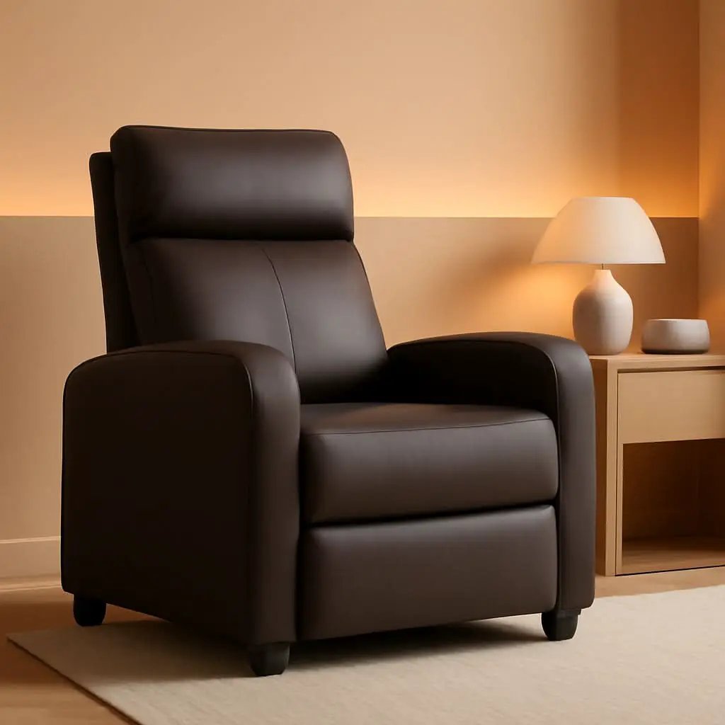 Brown Leather Recliner Chair For Living Room Home Theater from PriceLows™