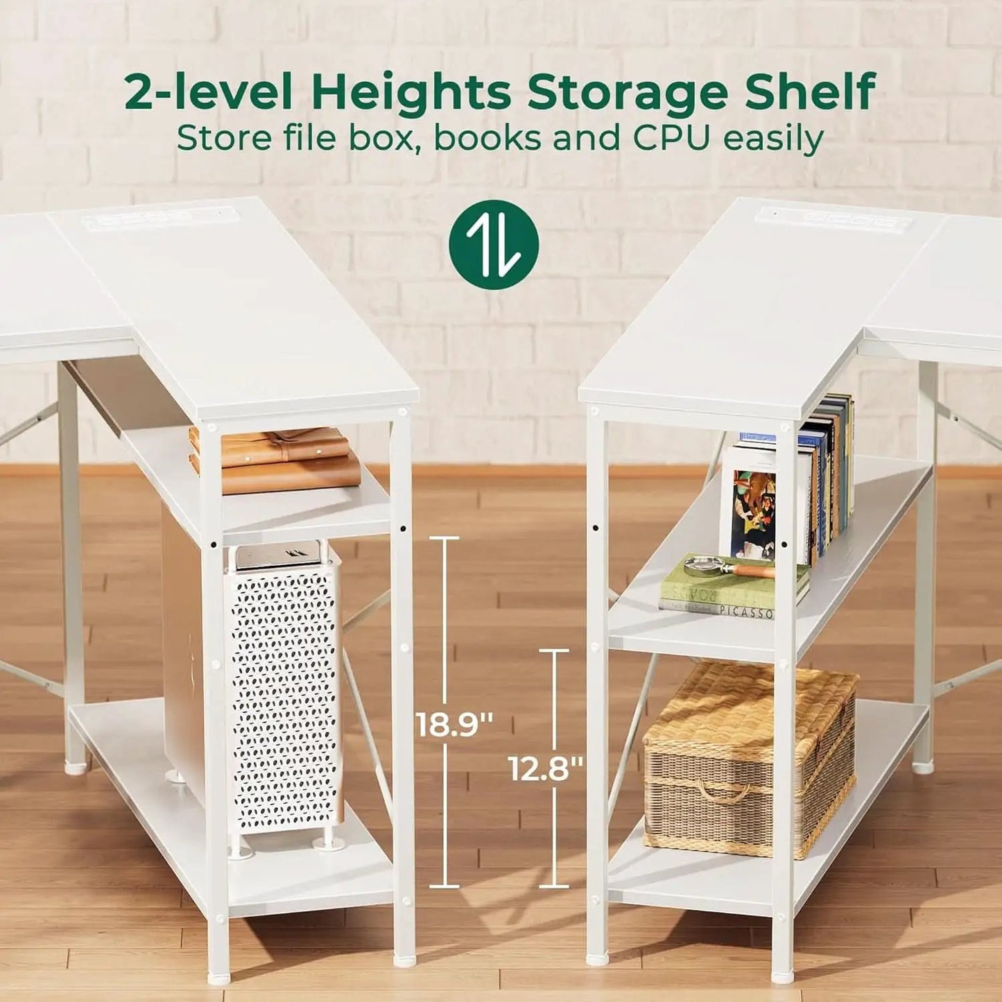 47 Inch L Shaped Desk With Power Outlets For Home Office from PriceLows™