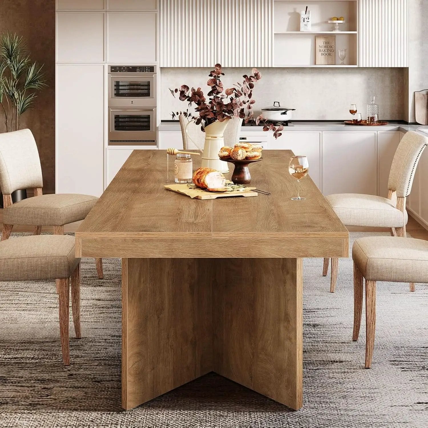 63 Inch Brown Farmhouse Dining Table Seats Four To Six from PriceLows™