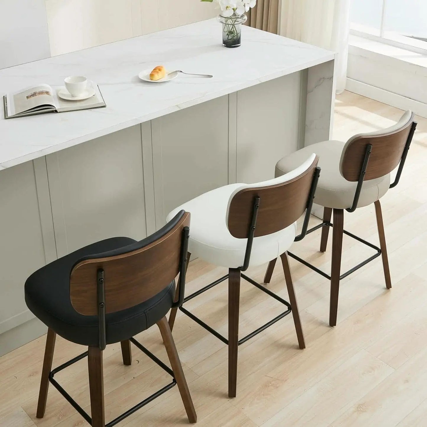 Swivel Bar Stools Set Of 4 26 Inch Counter Height Black from PriceLows™