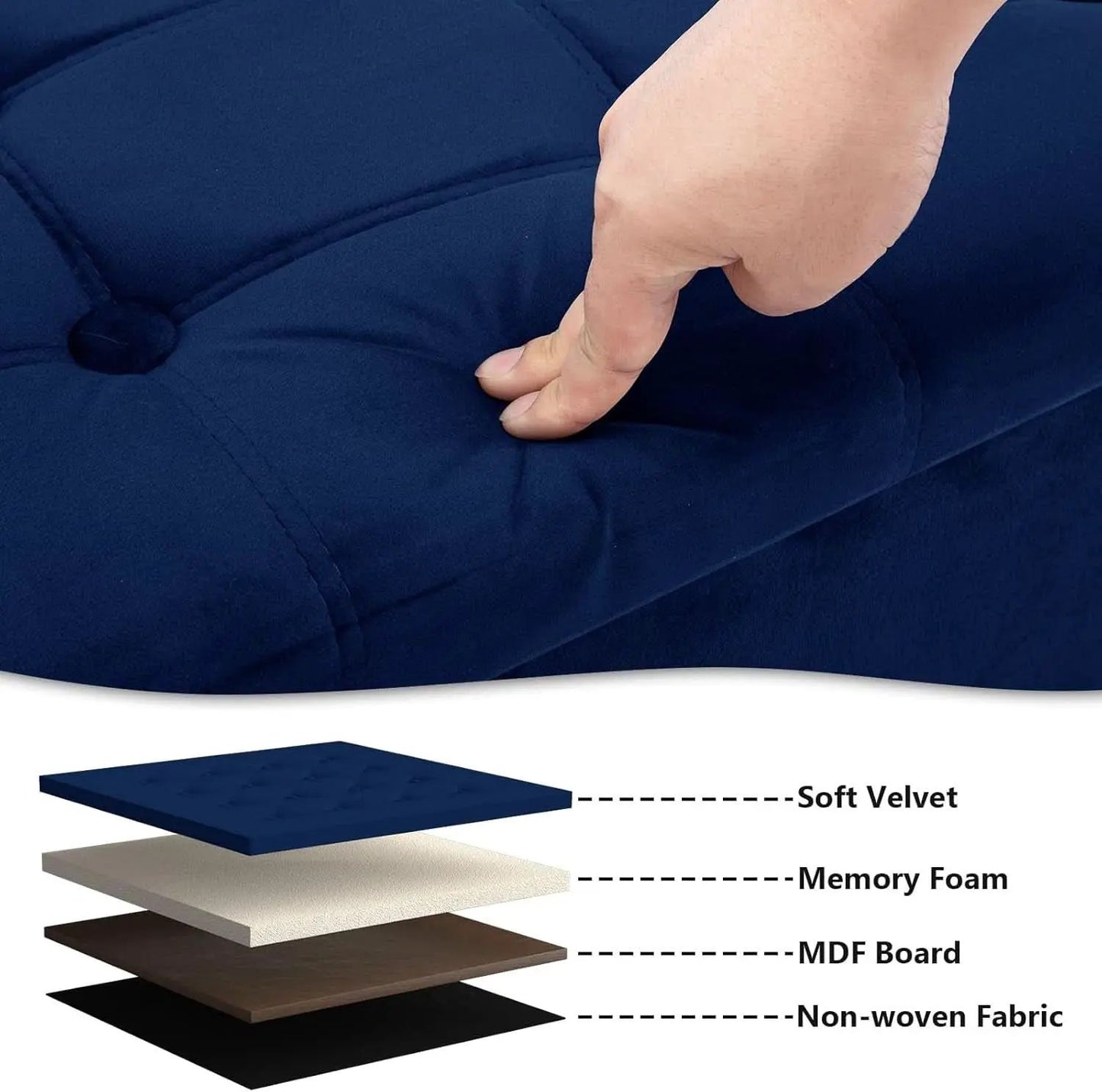 30 Inch Multifunctional Folding Storage Ottoman Navy from PriceLows™