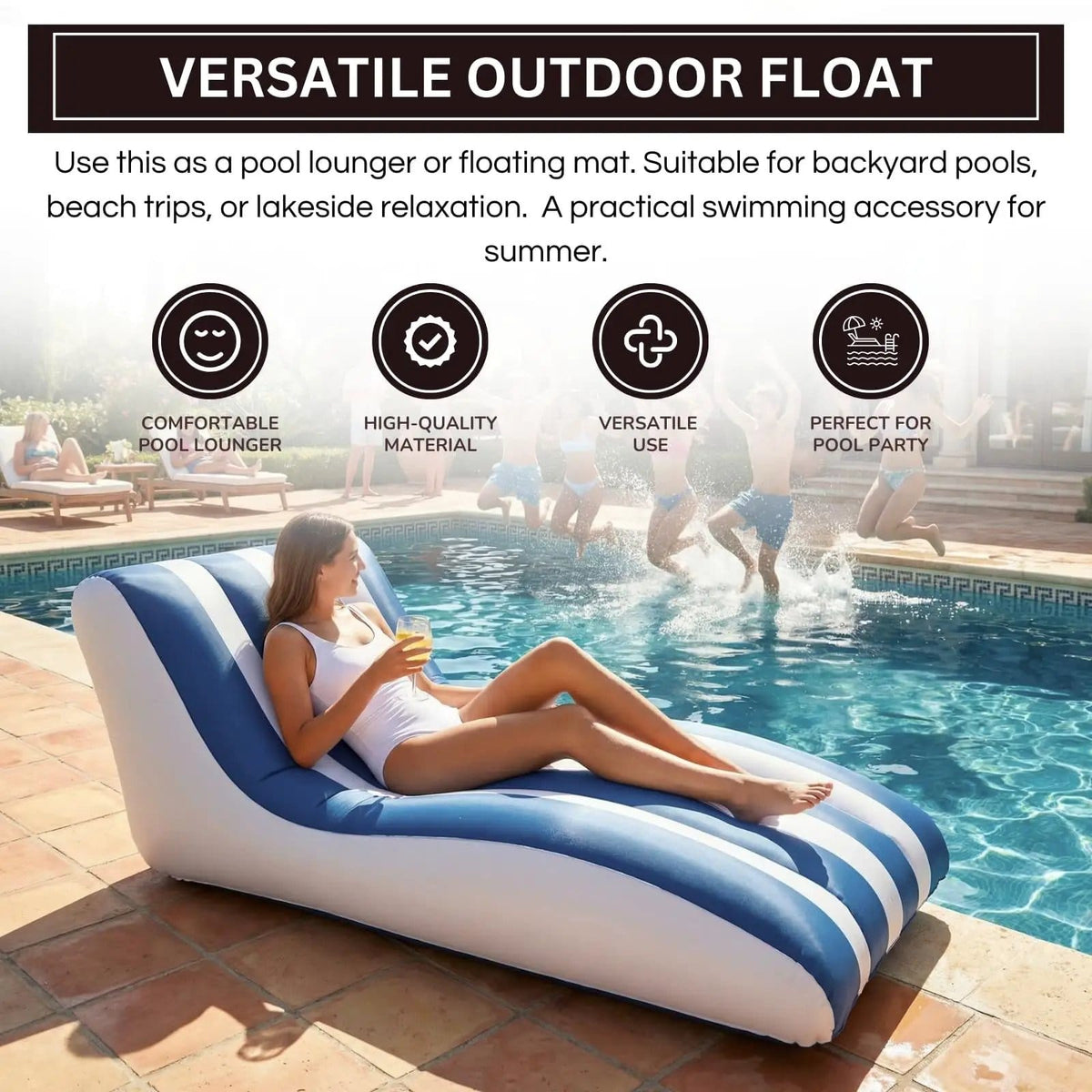 Mediterranean Stripe Pool Lounger | Home Decor | Gift Ready