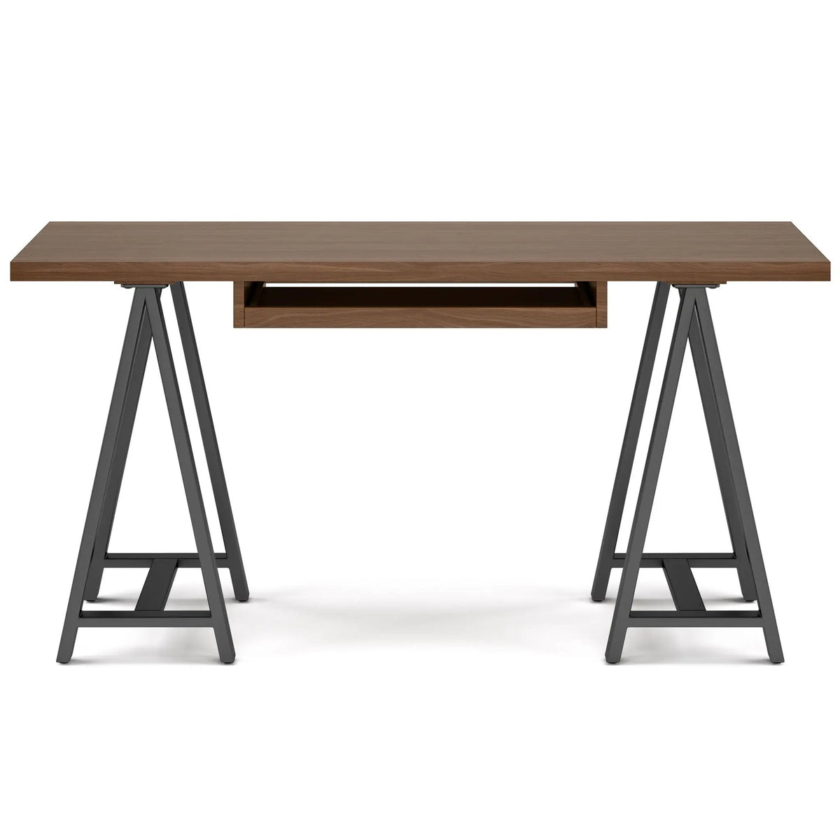 Sawhorse Handcrafted Solid Desk | Walnut Veneer And Solid Wood | Extra Thick Tabletop | 60 Inch Length