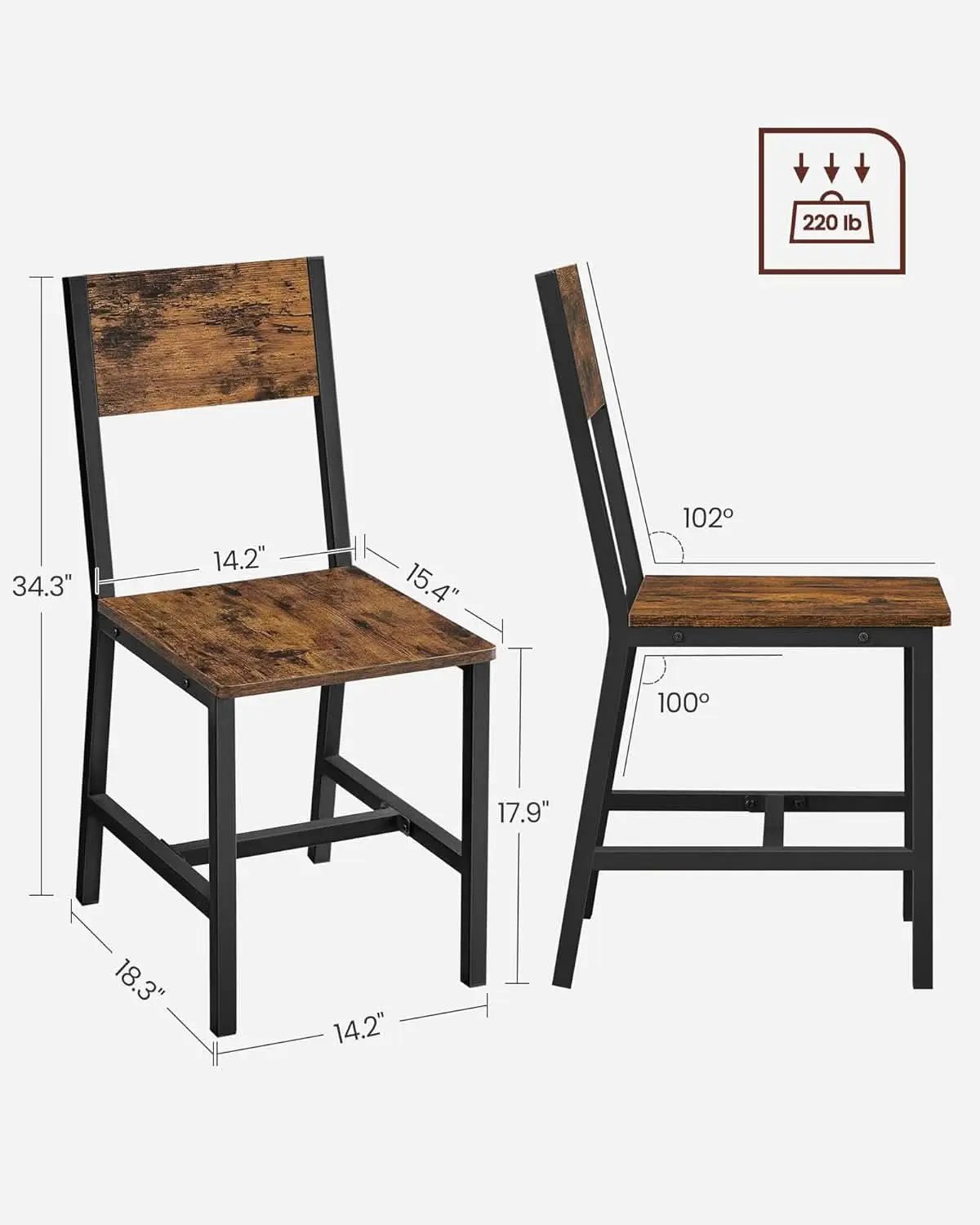 Dining Chair Set of 4 Rustic Brown Chairs With Metal Frame from PriceLows™