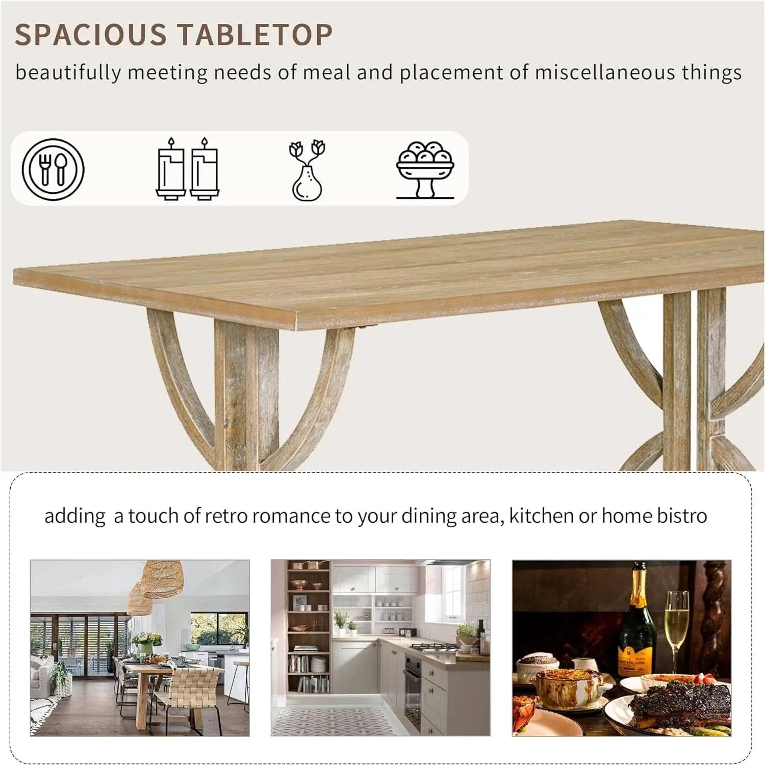 Industrial Solid Wood Rectangular Dining Table Set from PriceLows™