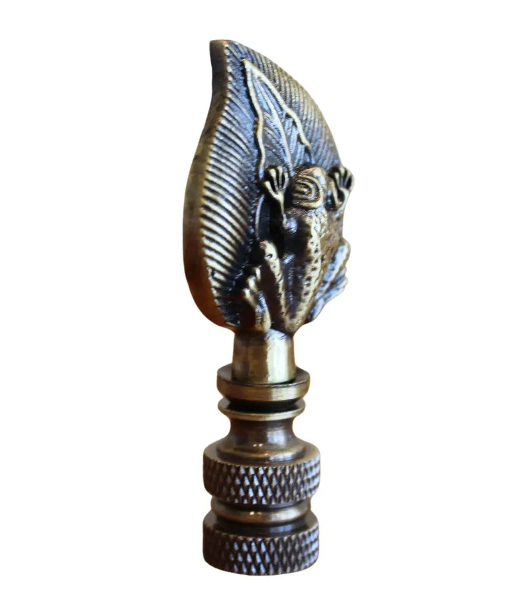 Lamp Finial | Frog On Lily Pad | Antique Brass | 2.4 Inch