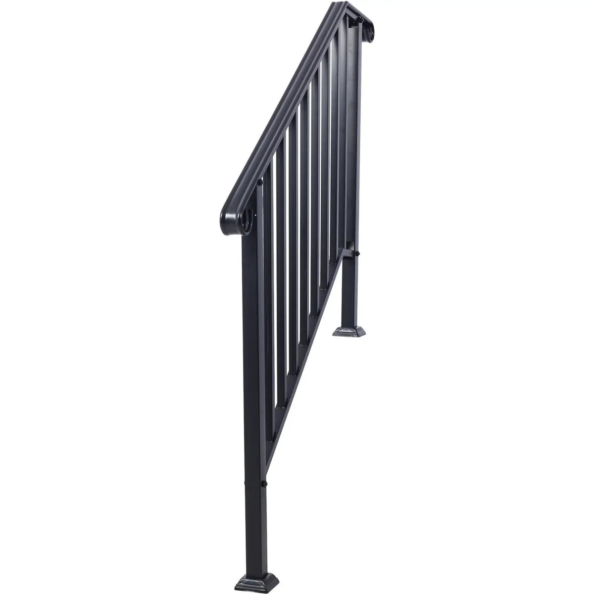 Wrought Iron Stair Handrail | Fits 2 Or 3 Steps | Outdoor Railing | Rustproof Coating