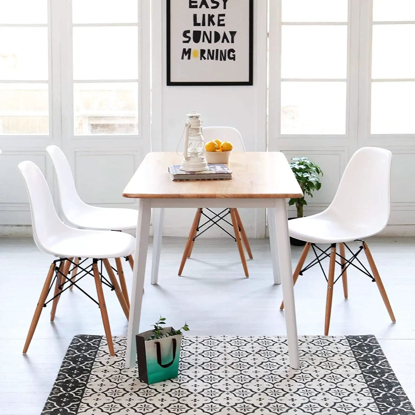 Mid Century Modern Solid Wood Rectangular Dining Table from PriceLows™