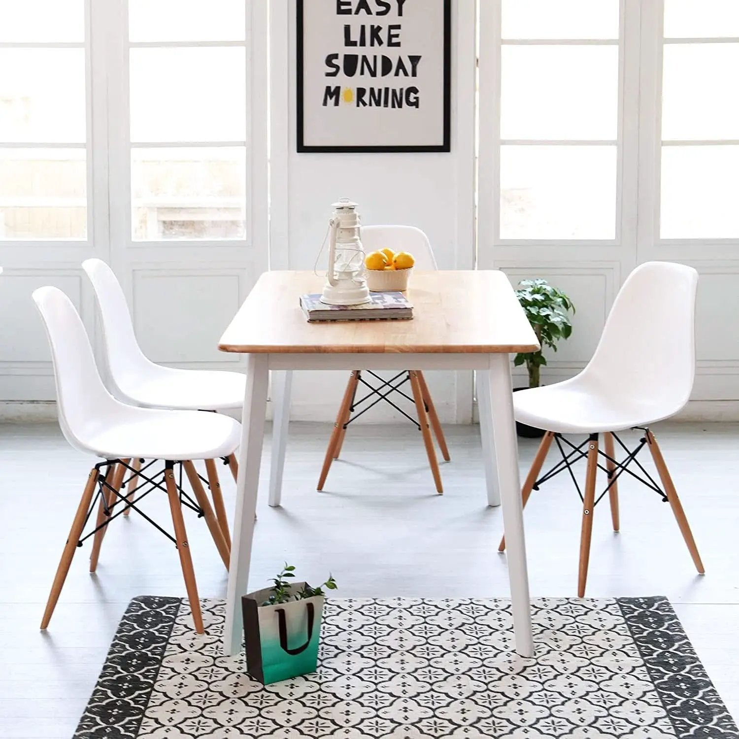 Mid Century Modern Solid Wood Rectangular Dining Table from PriceLows™