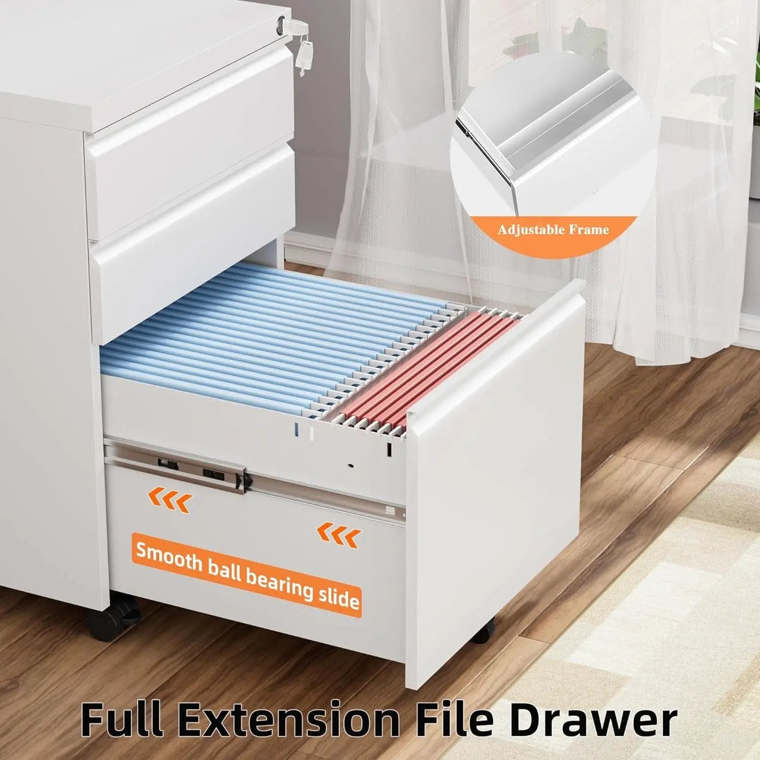 Locking 3-Drawer Rolling File Cabinet For Home Office from PriceLows™