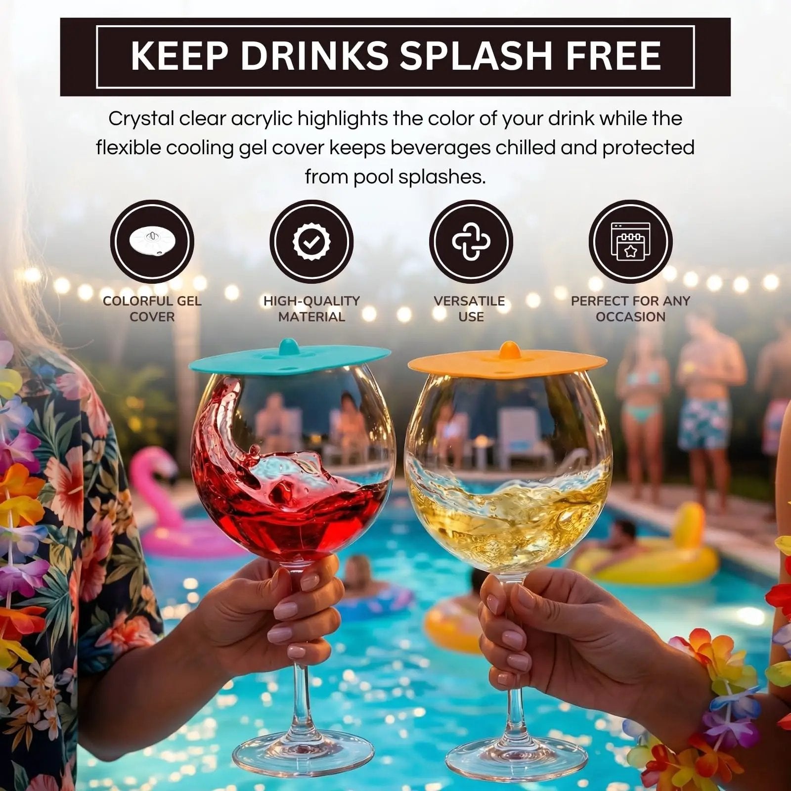 Floating Wine Glasses for Pool with Lids (Set of 2) – 21oz from PriceLows™