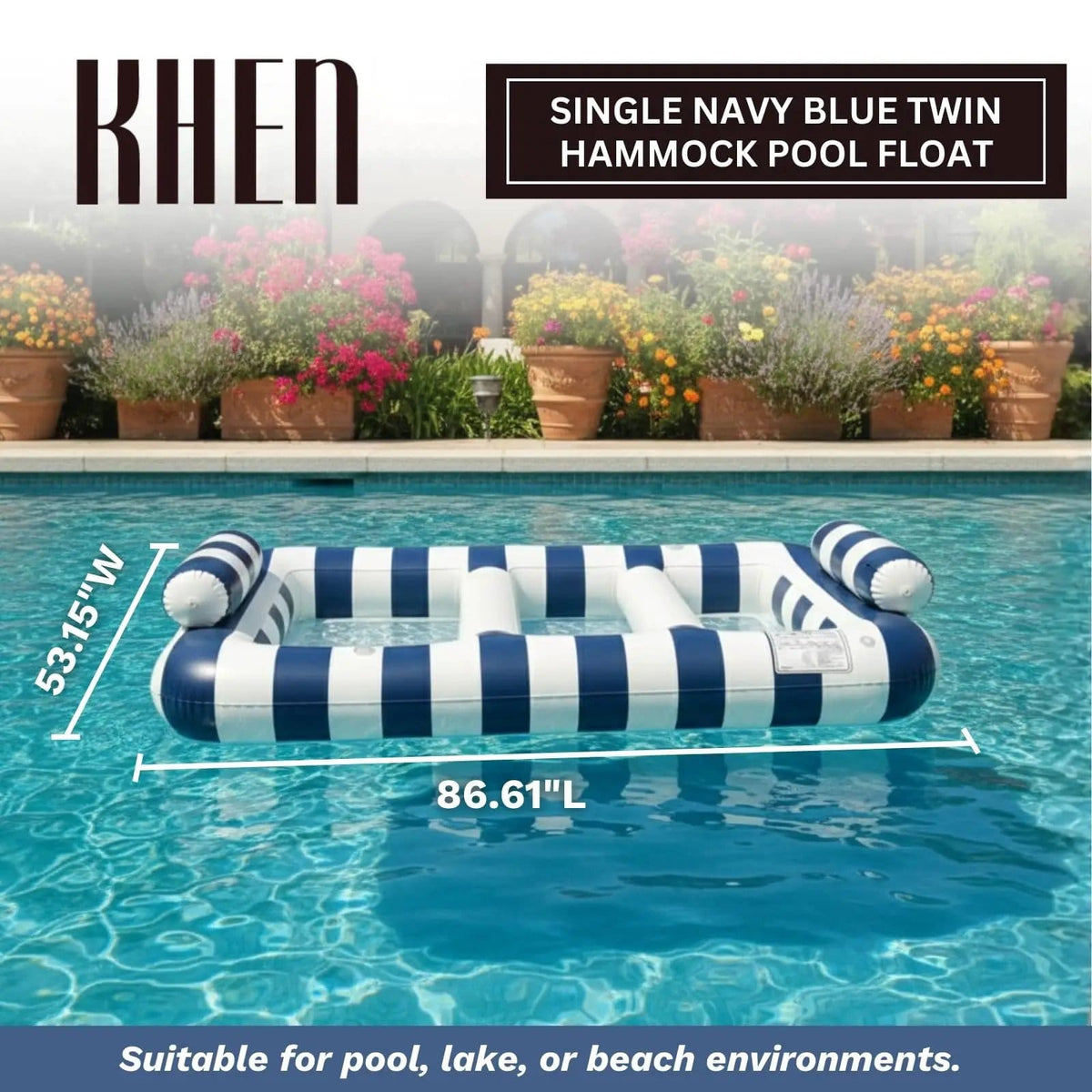 Navy Blue Twin Hammock Pool Float | Pool Lounger | Home Decor | Gift Ready