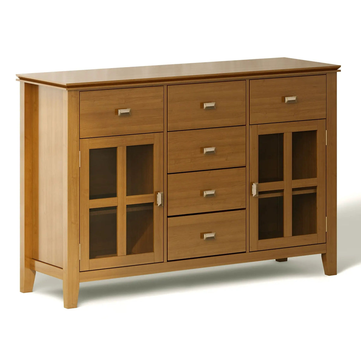 Artisan Sideboard Buffet | Handcrafted Solid Wood | 6 Center Drawers | Metal Glides
