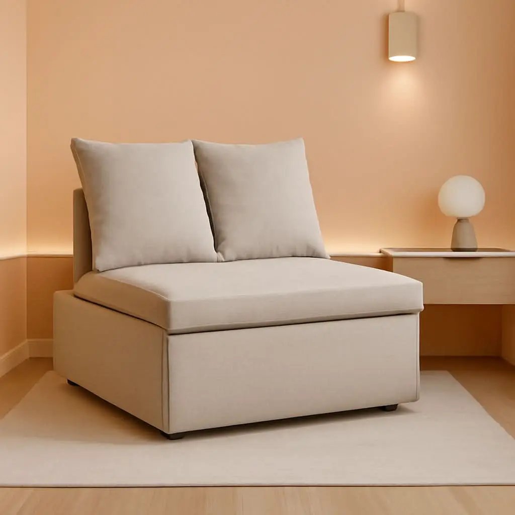 Twin Size Premium Convertible Sofa Bed Sleeper Beige from PriceLows™