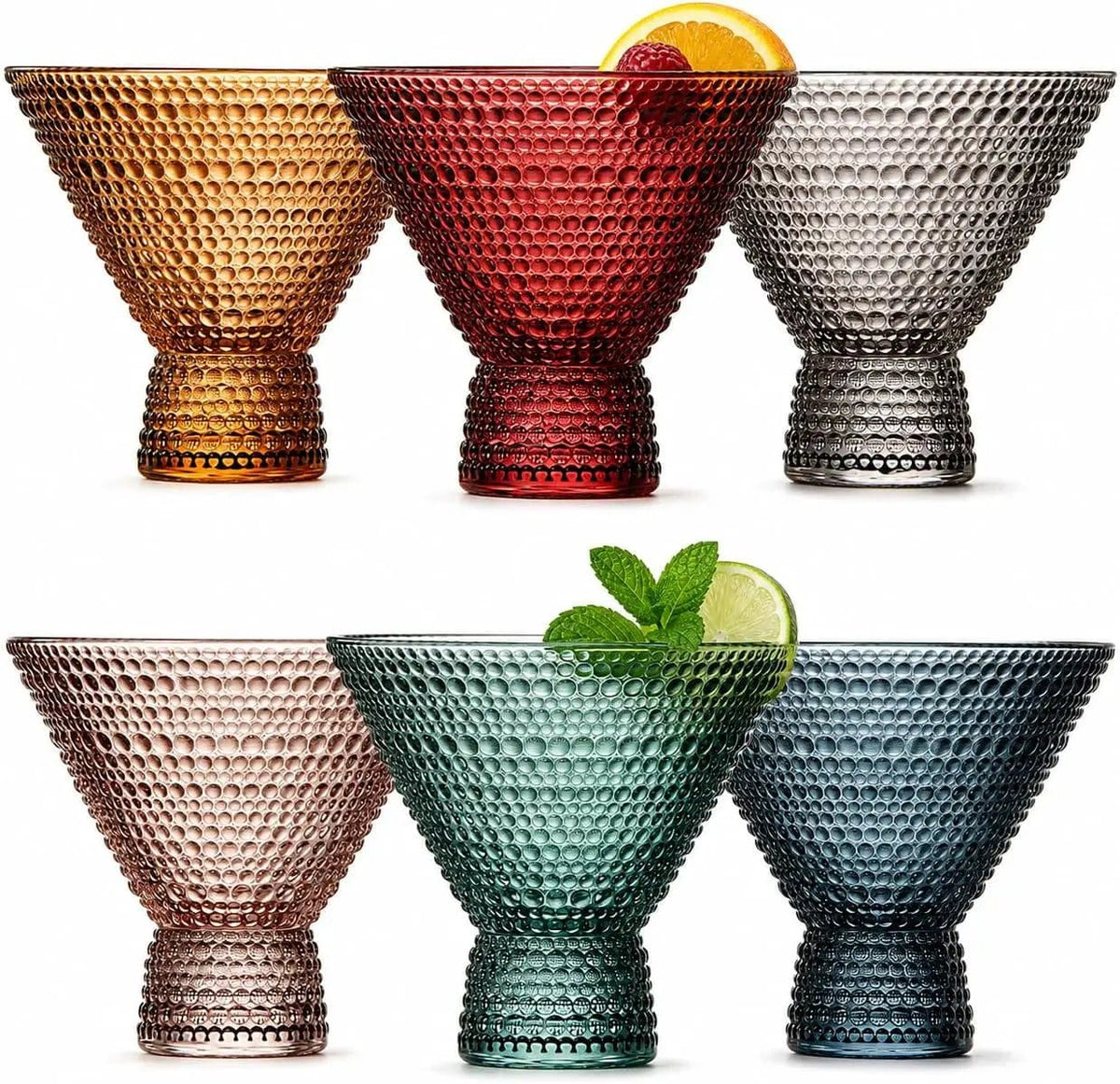 Tonal Hobnail Martini Cocktail Glassware | 8 oz | Set of 6 | Entertaining