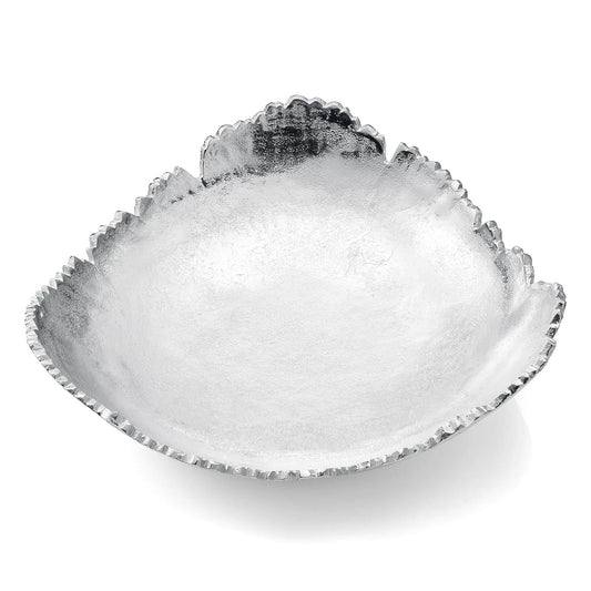 Silver Platter Bowl – Modern Aluminum Decorative Centerpiece with Textured | Aluminum | Decorative Bowl | Home Decor