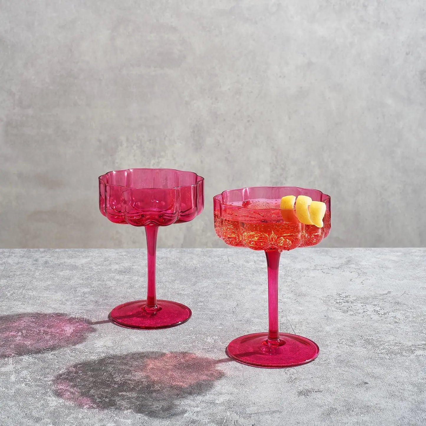 Flower Vintage Wavy Glass Coupes Martini, Champagne & Cocktail Coupes - Set of 2 from PriceLows™