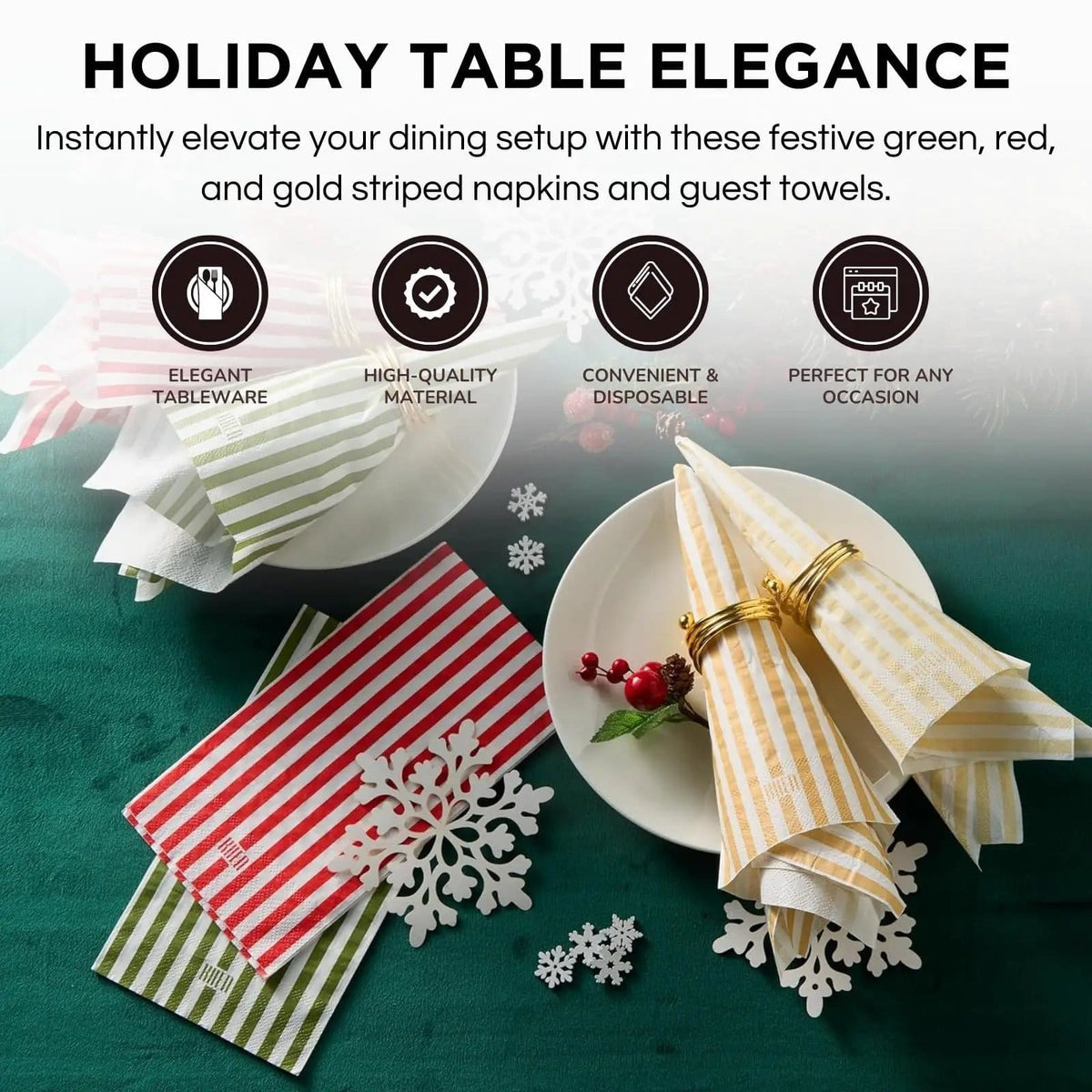 Tonal Striped Disposable Napkin Set 100 Pieces | Set of 100 | Linen | Paper Napkin