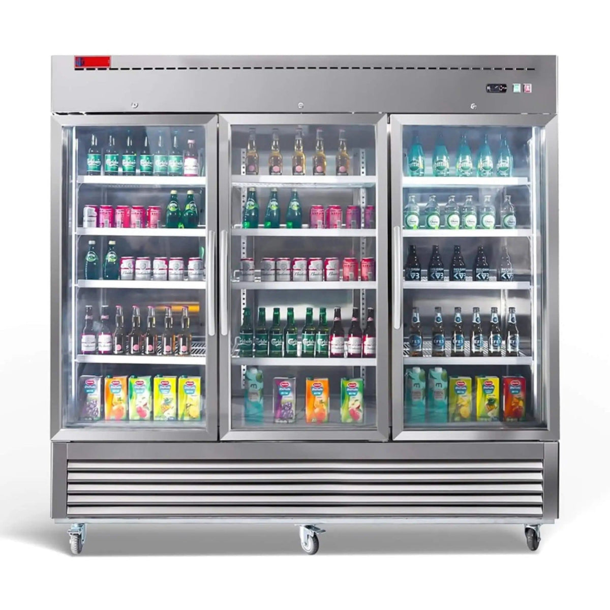 82 Inch Commercial Stainless Steel Upright Display 3 Section Merchandiser | 82 Inch | Stainless Steel | Refrigerator