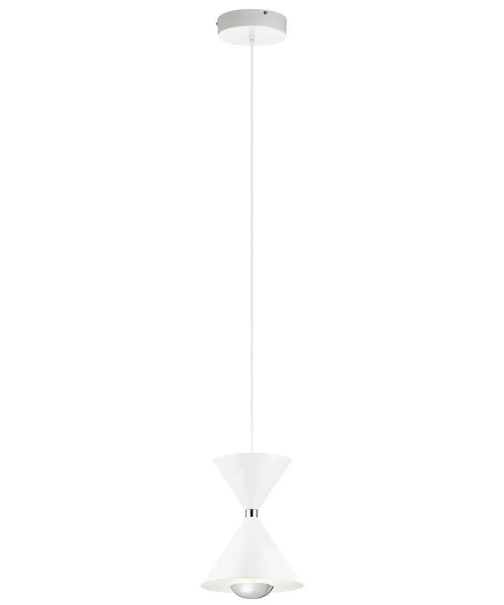 Mini Pendant Light | 1 Light Led | 8 Inch Matte White | Hourglass Design