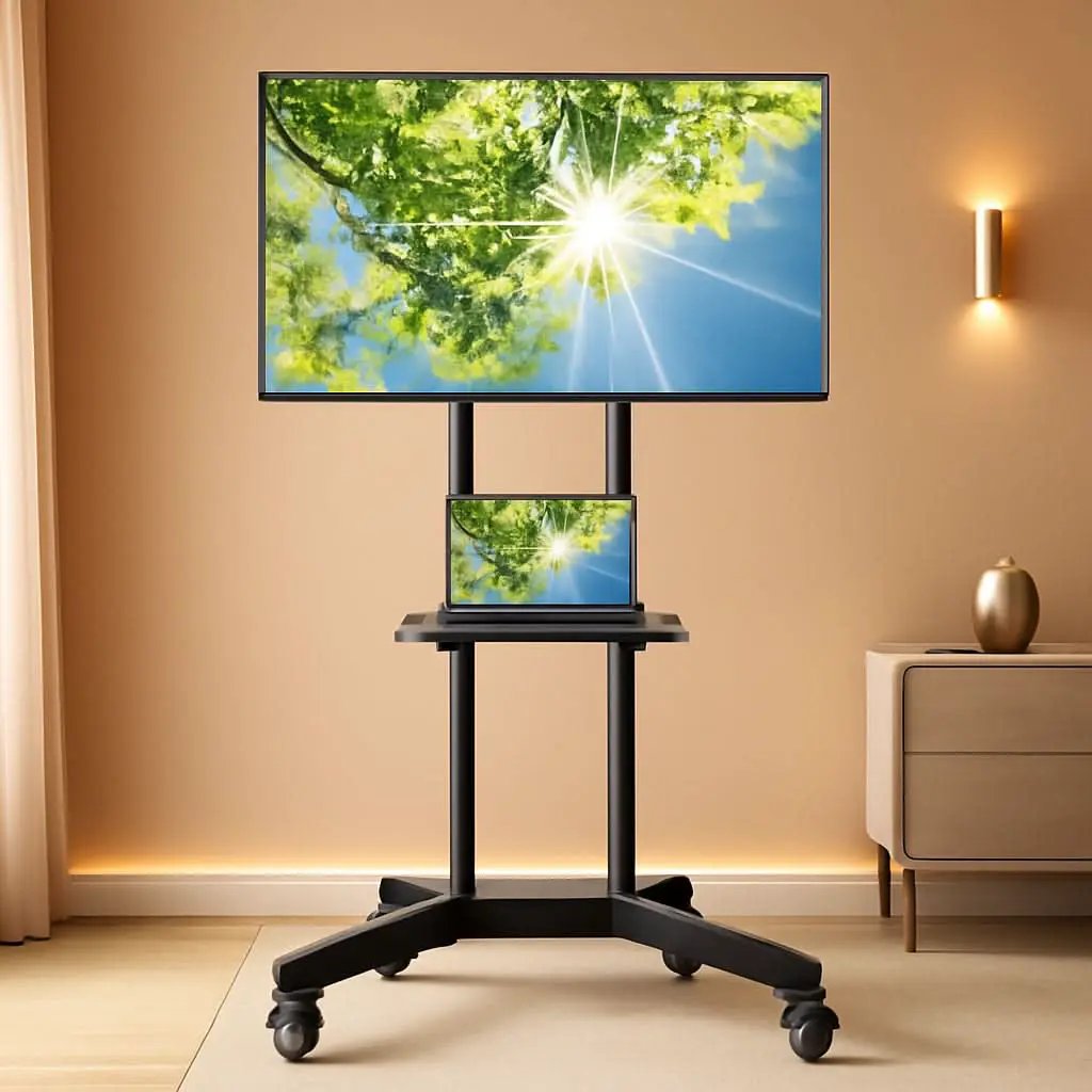 Rolling TV Stand For 32 To 85 Inch TVs Height Adjustable from PriceLows™