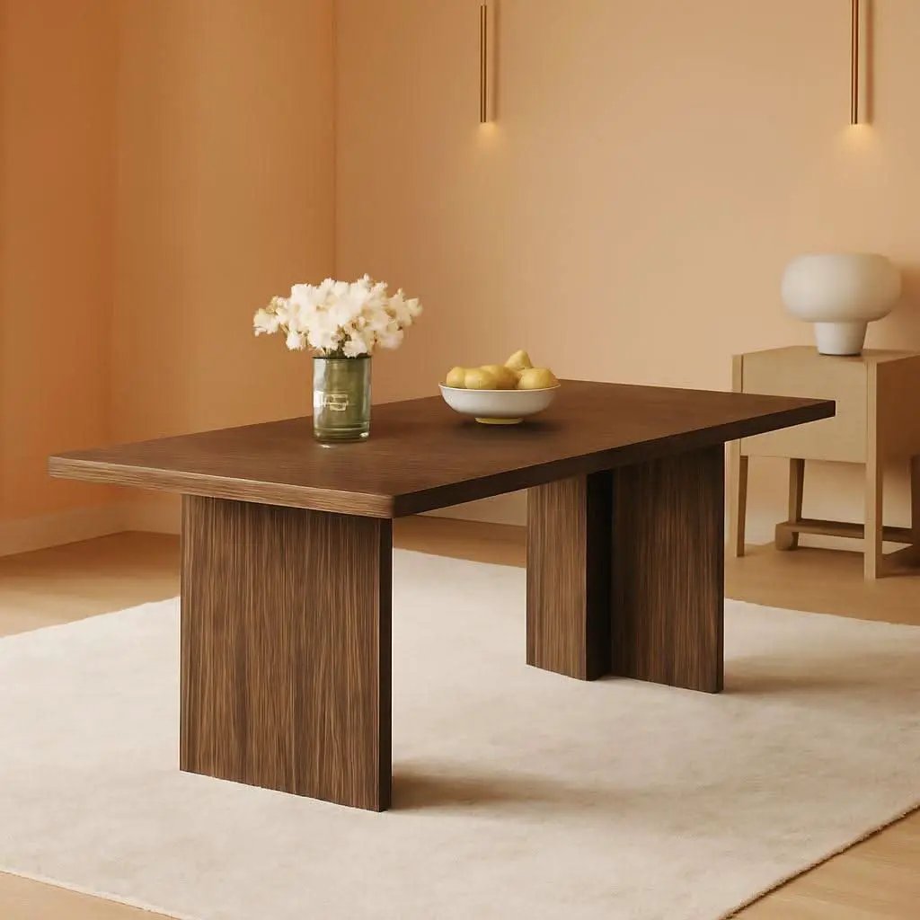 63 Inch Farmhouse Dining Table Vintage Brown Elegant from PriceLows™
