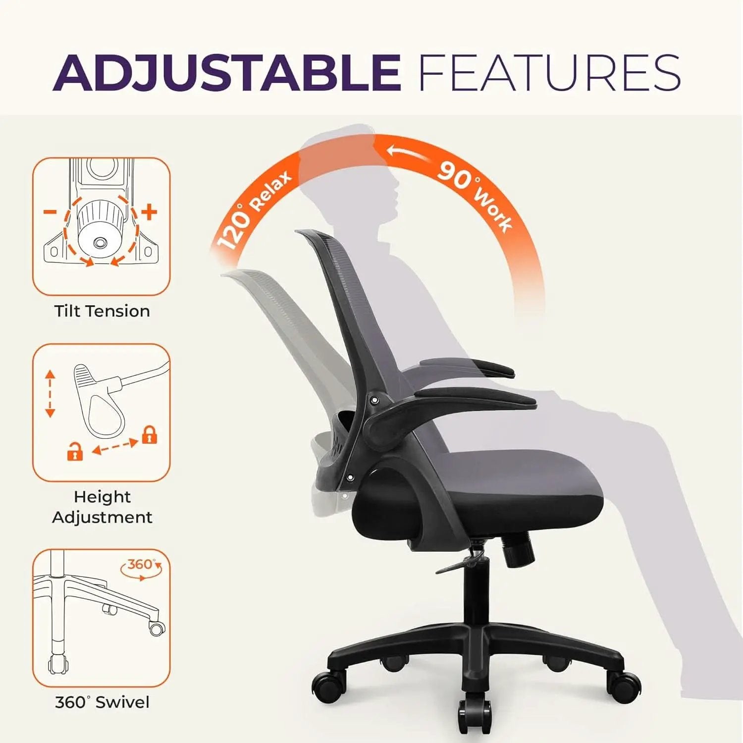 Ergonomic Gaming Chair With Lumbar Support Black Adjustable from PriceLows™