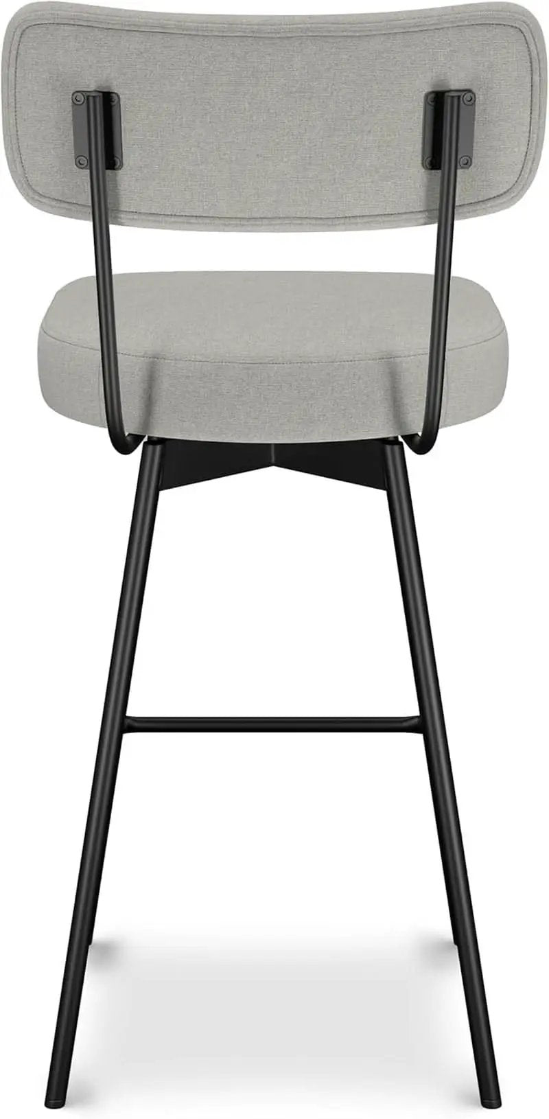 Giselle Swivel Bar Stools Set 2 29 Inch Upholstered Light Grey from PriceLows™