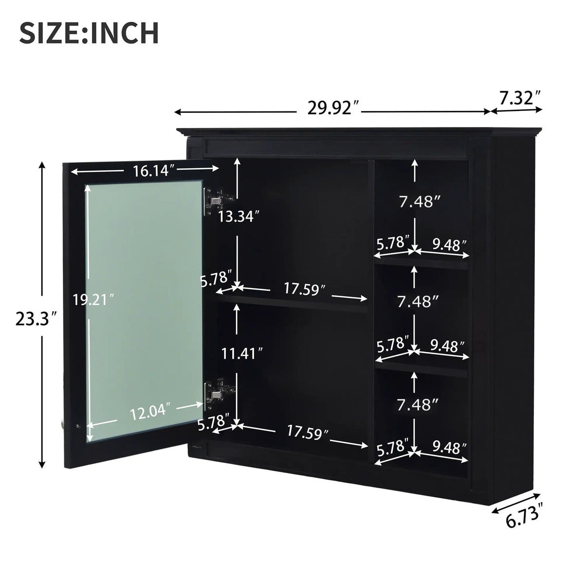 Modern Wall-Mounted Medicine Cabinet With Mirror | 2 Pieces | Iron & Mdf | Home