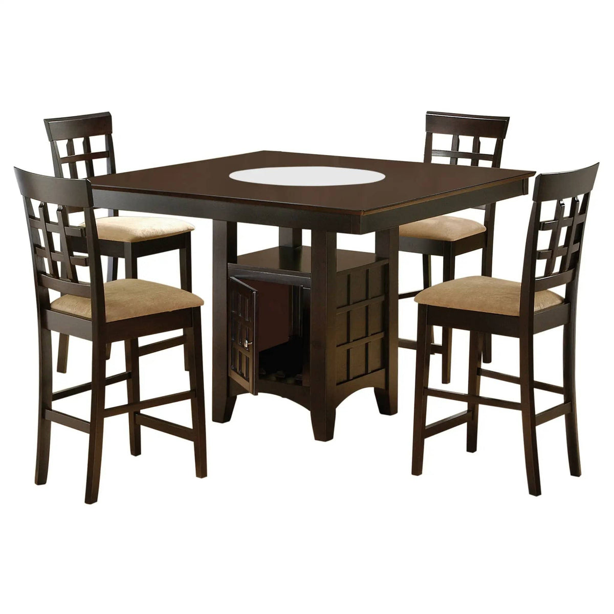 Gabriel 5-piece Square Counter Height Dining Set | 5-Piece Set | Rubberwood & Engineered Wood | Cappuccino