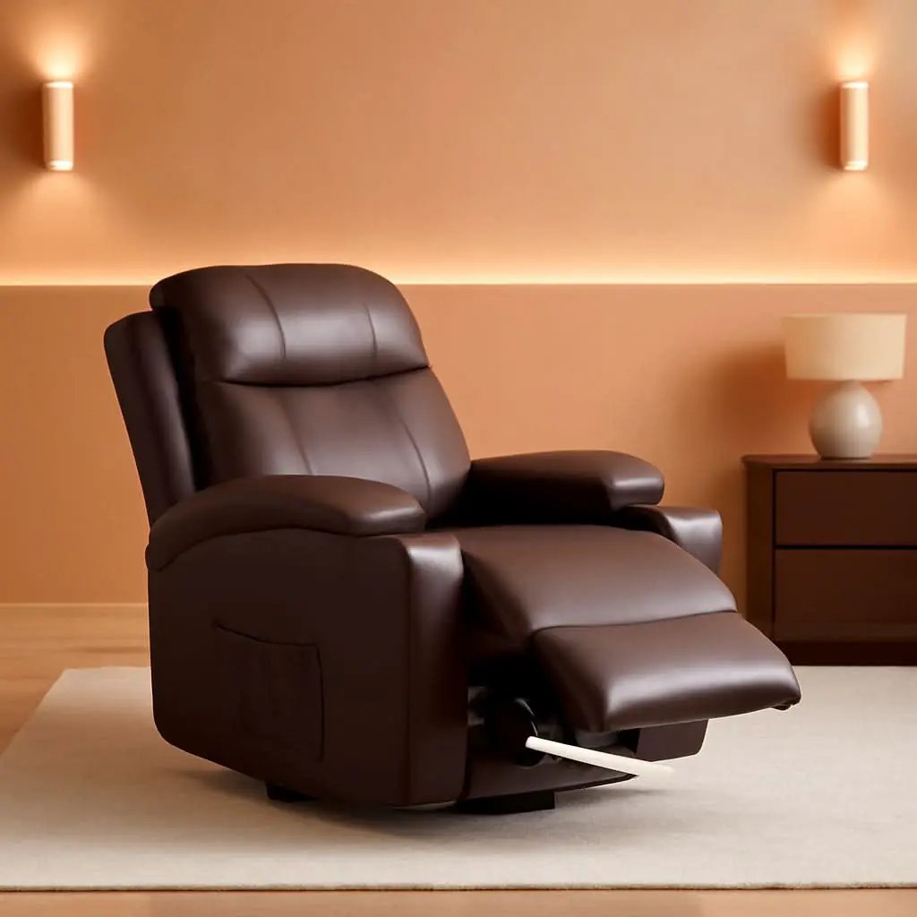 PU Leather Recliner Chair With Massage And Heat Brown from PriceLows™