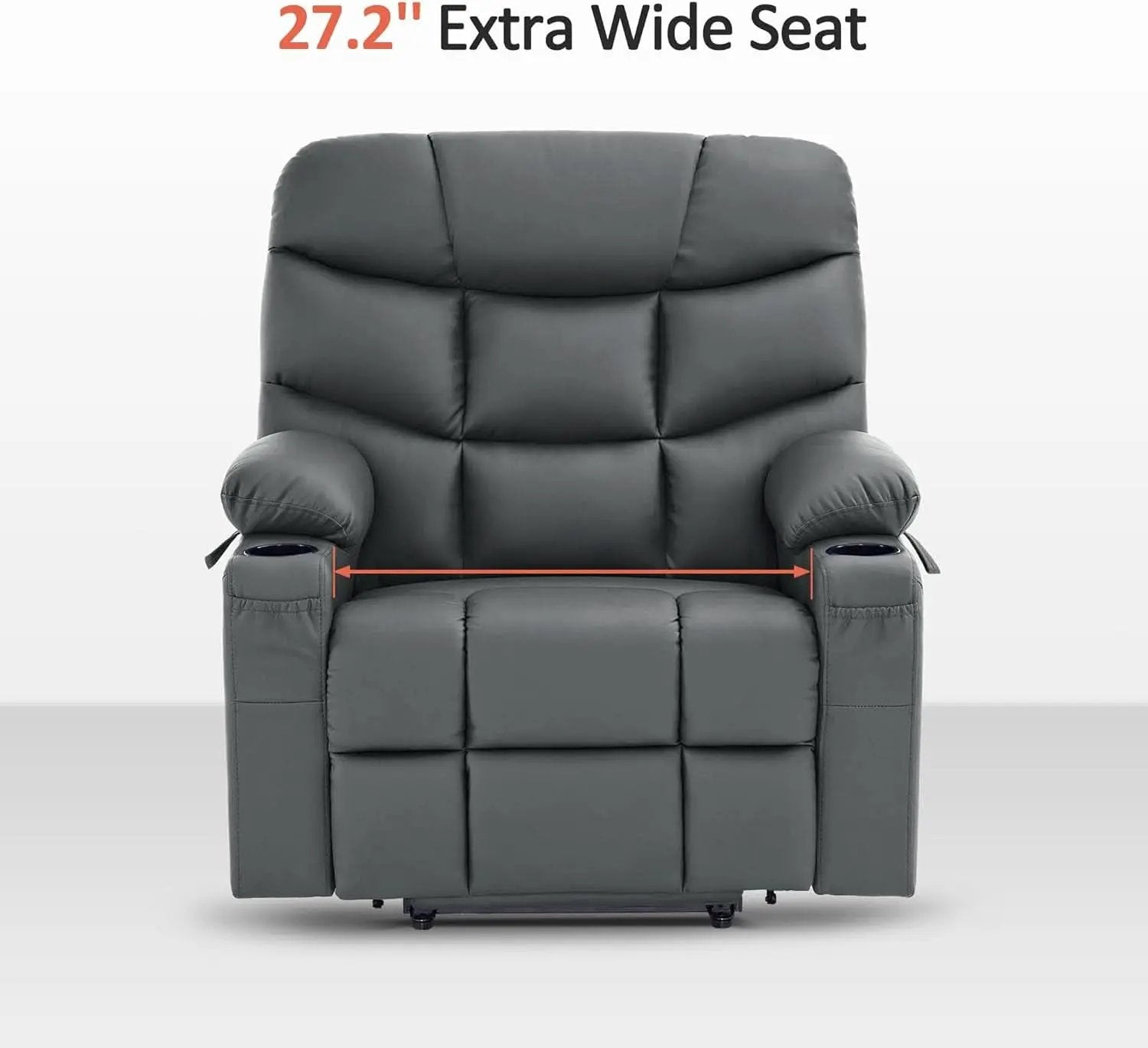 Power Lift Recliner With Extended Footrest Dark Grey from PriceLows™