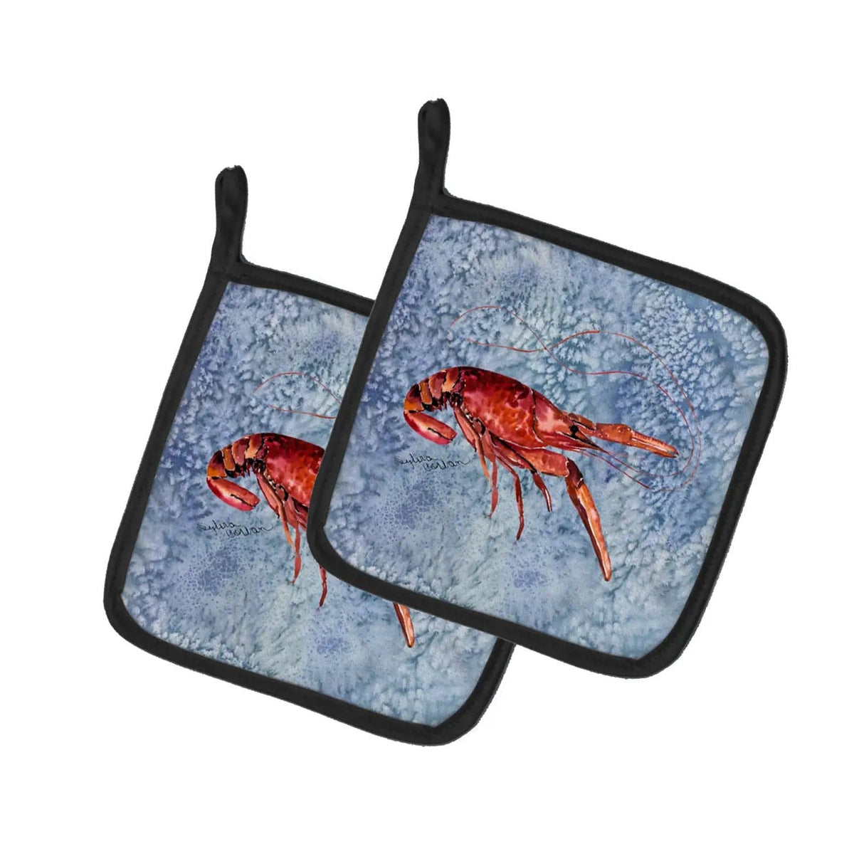 Pot Holder Set of 2 | Heat Resistant Quilted Hot Pads | 7.5 x 7.5 Inch | Crawfish