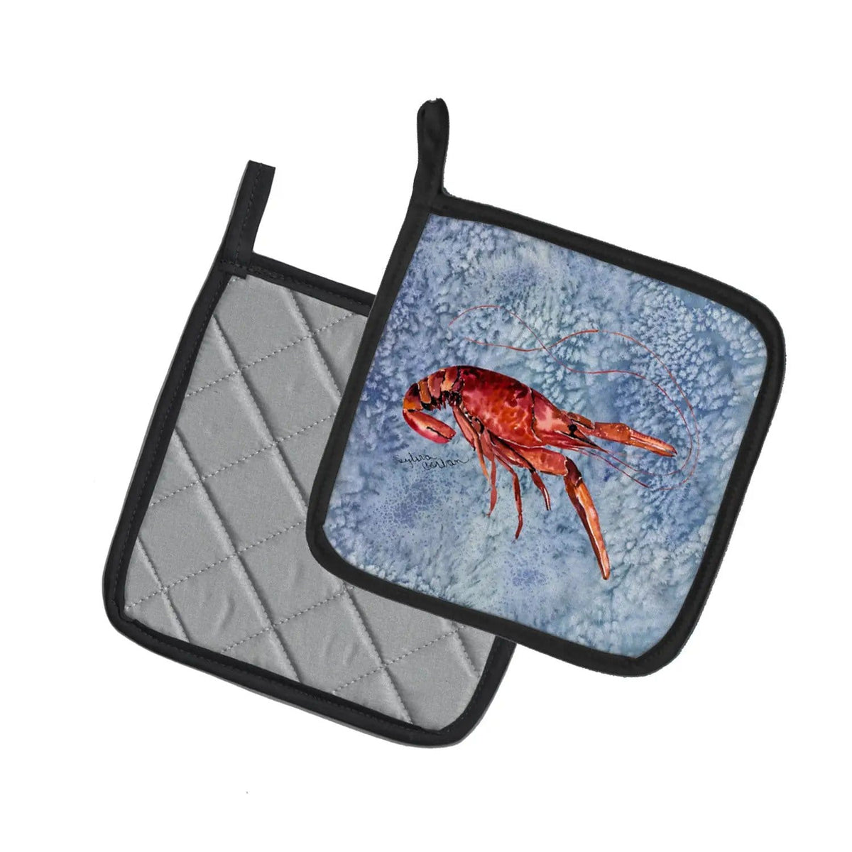 Pot Holder Set of 2 | Heat Resistant Quilted Hot Pads | 7.5 x 7.5 Inch | Crawfish