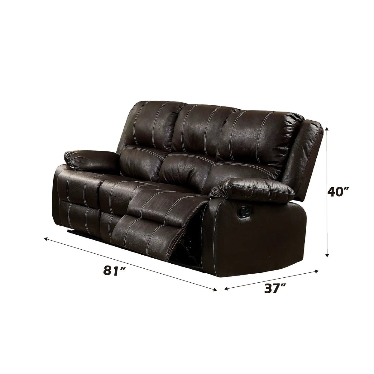 Zuriel Recliner Sofa | Synthetic Upholstery | Smooth Reclining Mechanism | Tight Back Support