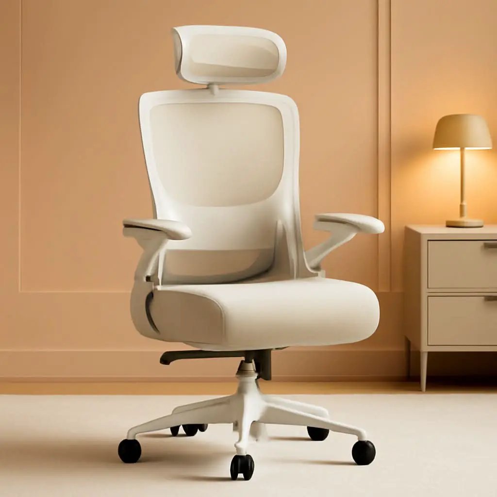 Ergonomic Office Chair White Mesh Back And Adjustable Lumbar from PriceLows™