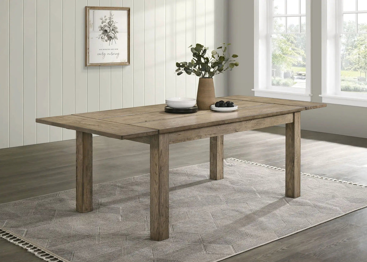 Cardova 87-inch Solid Wood Extension Dining Table Vineyard | 63 x 39.25 x 30 in | Solid Wood & Rubberwood | Oak