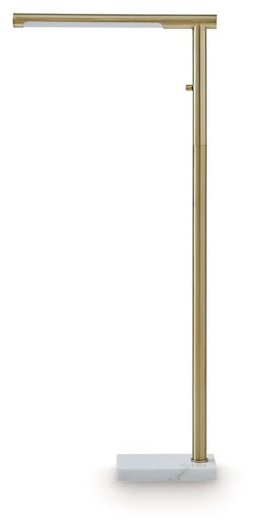 Santiford Metal Floor Lamp | 19.63 x 6 x 46 in | Marble & Metal | Gold Finish / White
