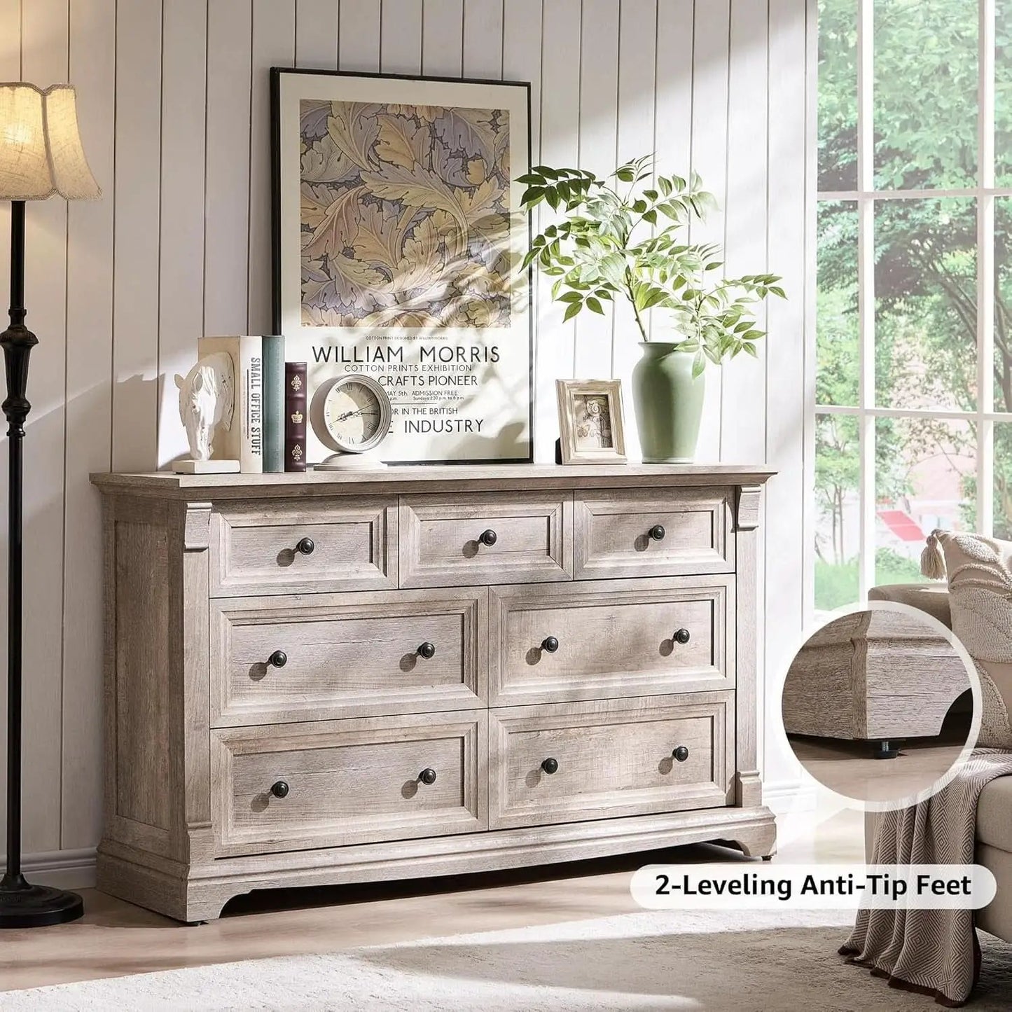 Dresser Cabinet FiftyFourInch Wide Distressed Oak Finish from PriceLows™