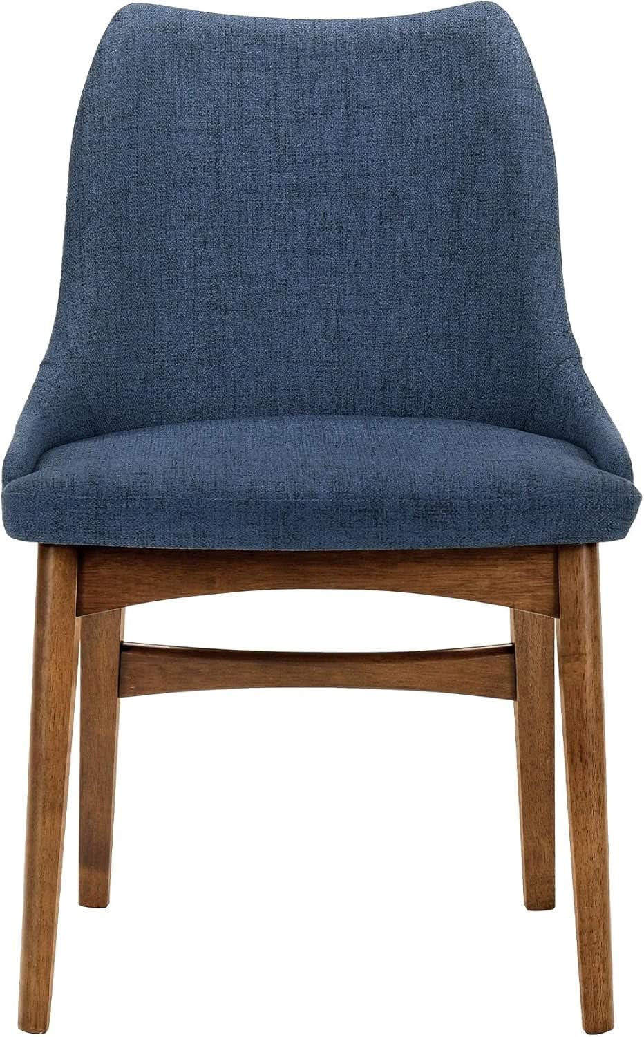 Azalea Blue Fabric and Walnut Wood Dining Chairs Set of 2 from PriceLows™