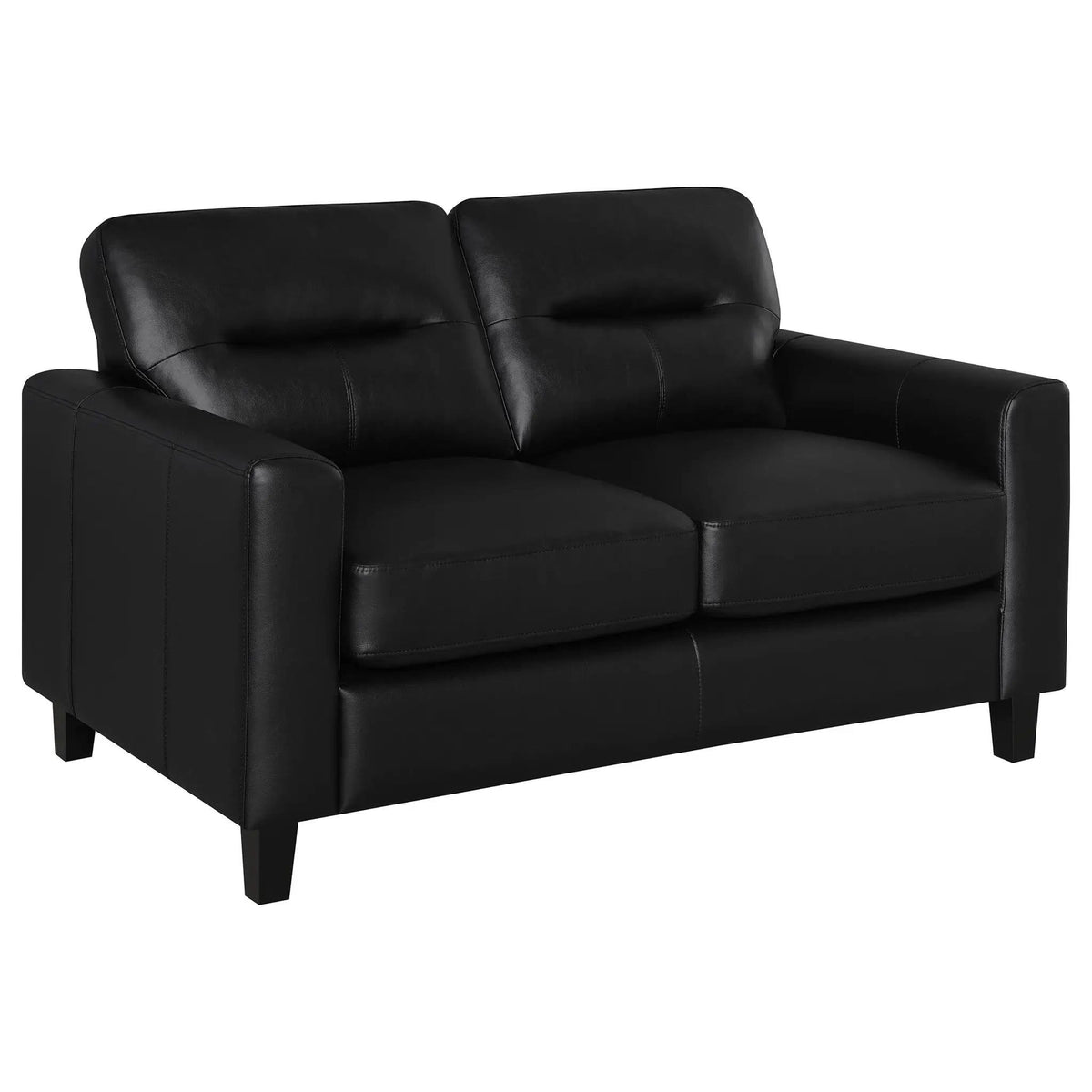 Scotland Faux Leather Upholstered Track Arm Loveseat | 58 x 35 x 34 in | Faux Leather | Black