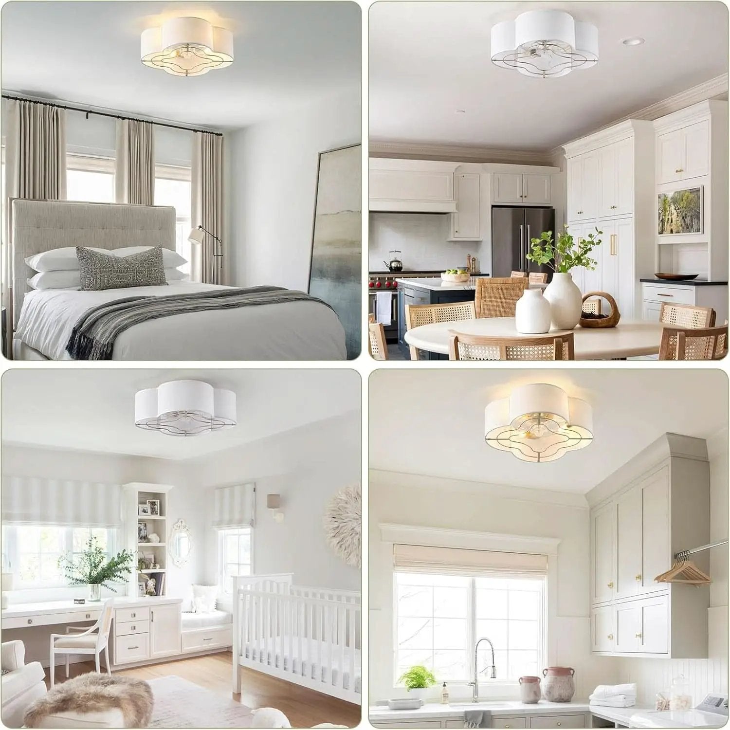 20 Inch Boho White Ceiling Fan With Light Remote Flush Mount from PriceLows™