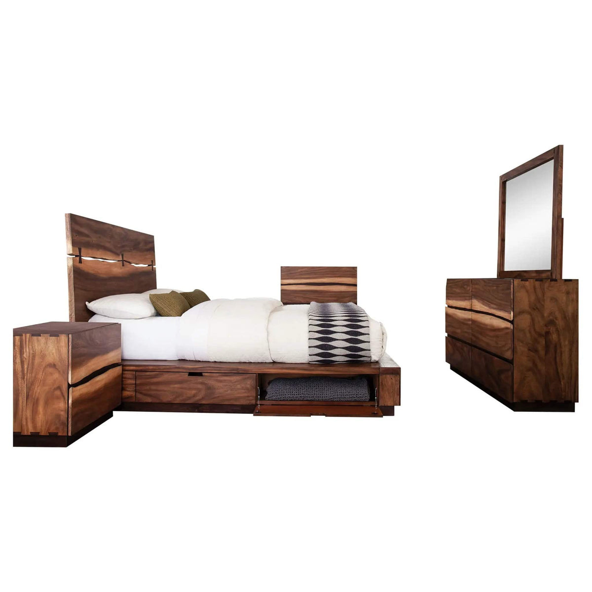 Winslow 5-piece Eastern King Bedroom Set Smokey (Style 2) | 5-Piece Set | Walnut & Wood | Walnut
