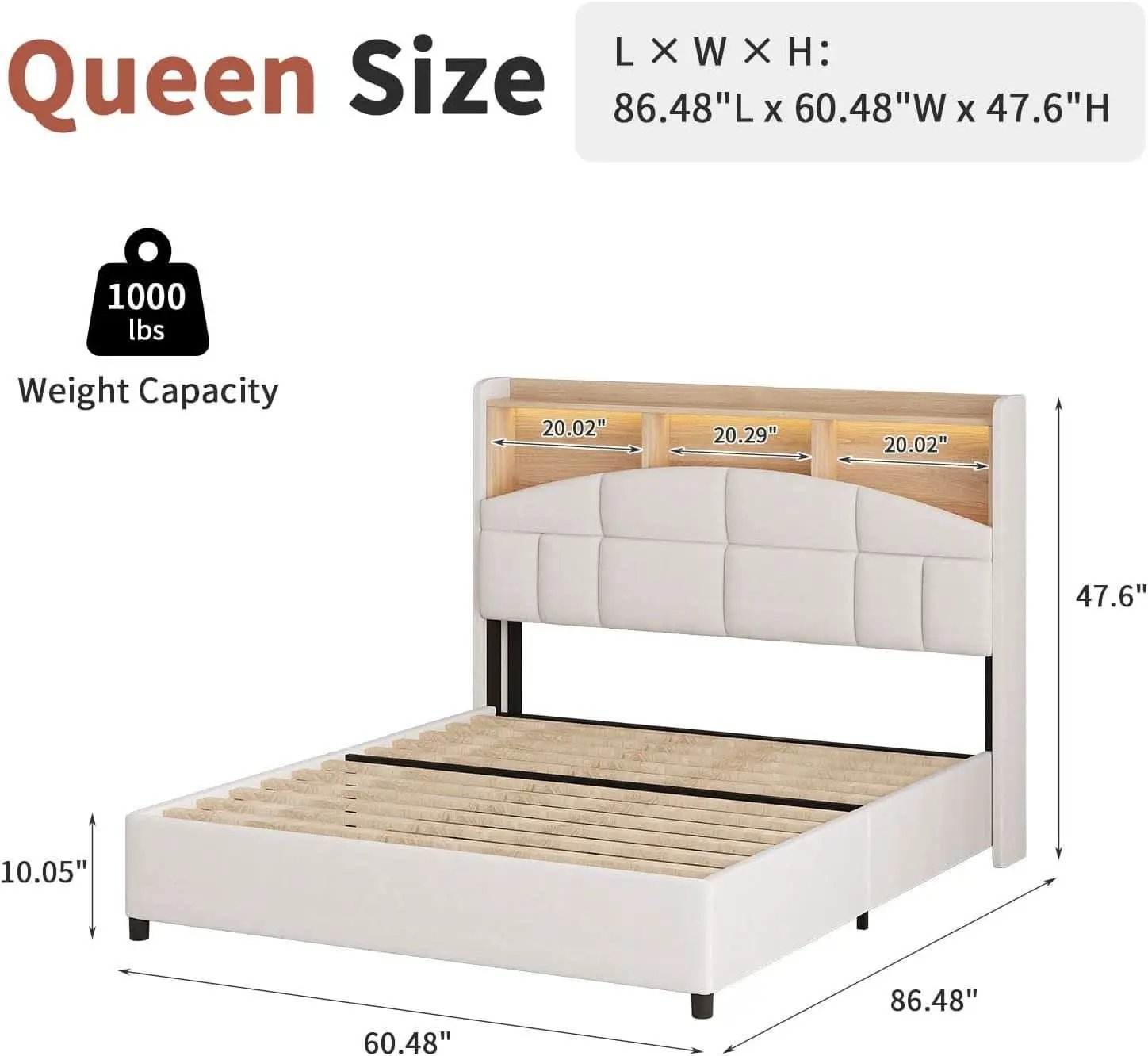 Queen Size Velvet Upholstered Bed Frame With Storage from PriceLows™