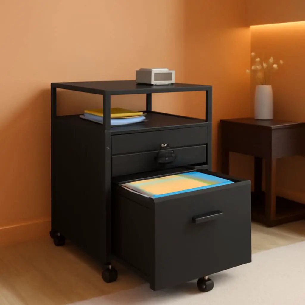 Rolling Mobile File Cabinet With Two Drawers Black from PriceLows™