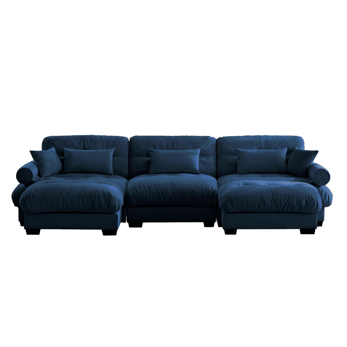 Modular Sectional Sofa | Deep Comfort Cushions | Vintage Fabric Ottoman