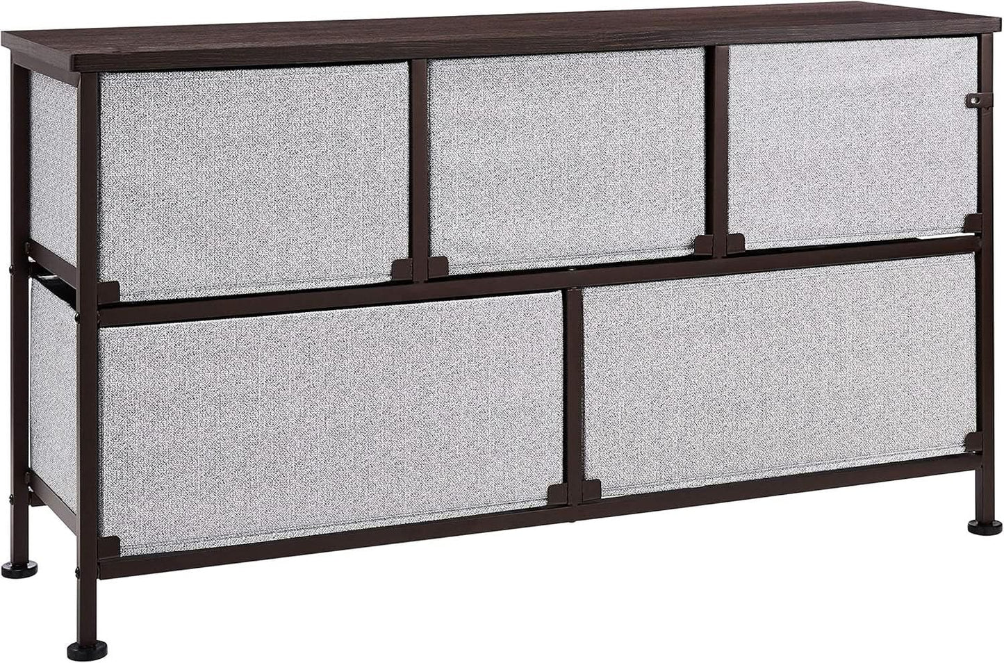 Extra Wide Fabric 5 Drawer Storage Organizer Unit Bronze from PriceLows™