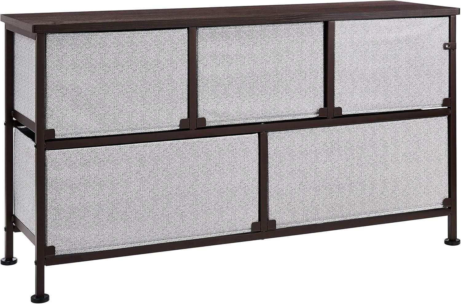 Extra Wide Fabric 5 Drawer Storage Organizer Unit Bronze from PriceLows™