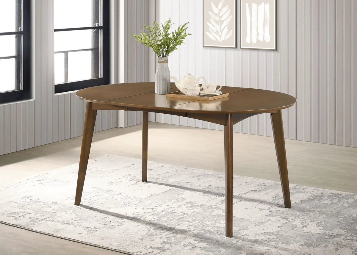 Jedda Oval 60-inch Extension Leaf Dining Table Dark | 42 x 42 x 30 in | Solid Wood & Walnut | Walnut