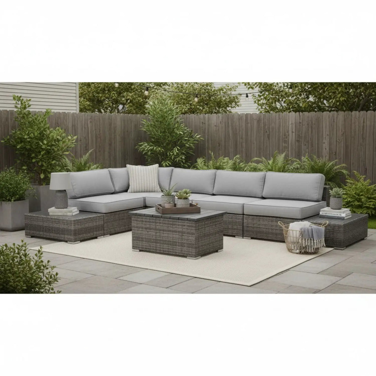 Outdoor Sectional Set | Handcrafted Wicker | Ultra-Soft Cushions | Entertainment Seating